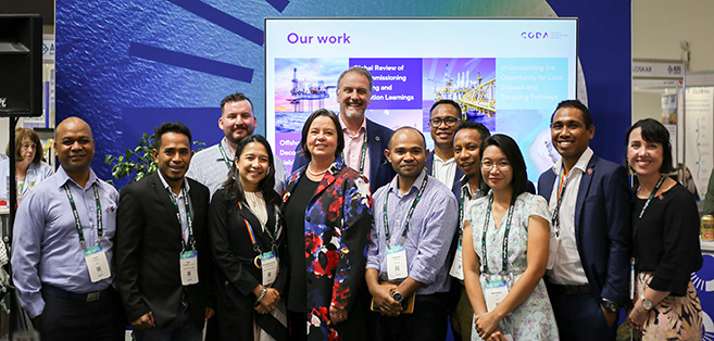 Participants in the Timor-Leste – Australia LNG Partnership with DISR colleagues; the Hon Madeleine King MP, Minister for Resources and Minister for Northern Australia (centre front); and Dr Francis Norman, CEO and Managing Director, Centre of Decommissioning Australia (CODA) (centre back). Source: CODA