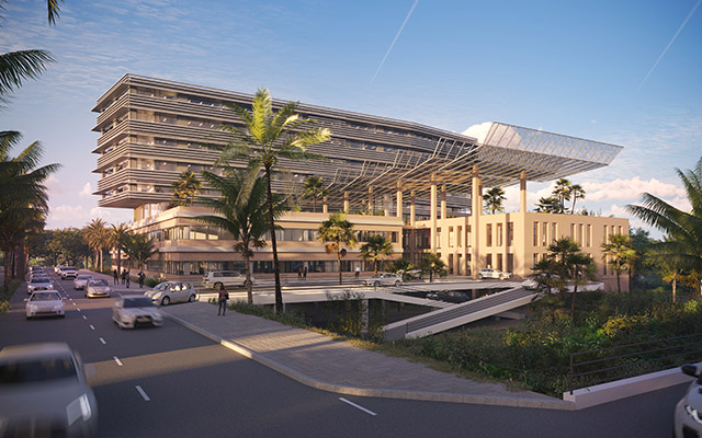 A digital architecture design of a hospital.