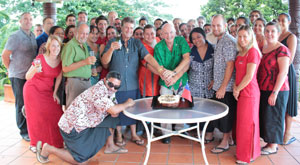 People celebrating 40 years of Australians volunteering in Samoa