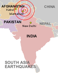 Location of South Asia Earthquake