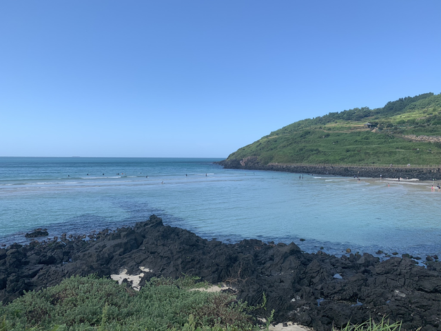 Landscape photo of shoreline out to sea. 