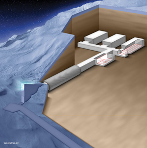Illustration of the vault showing cutaway into hill.
