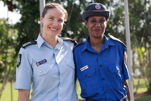 Two femail police officers in uniform