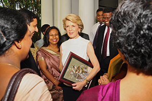 Julie Bishop at a reception with Sri Lankan Australia Awards Scholarship recipients