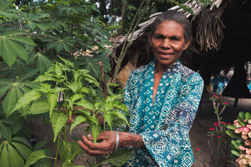 Photo of Marcelina in her garden.