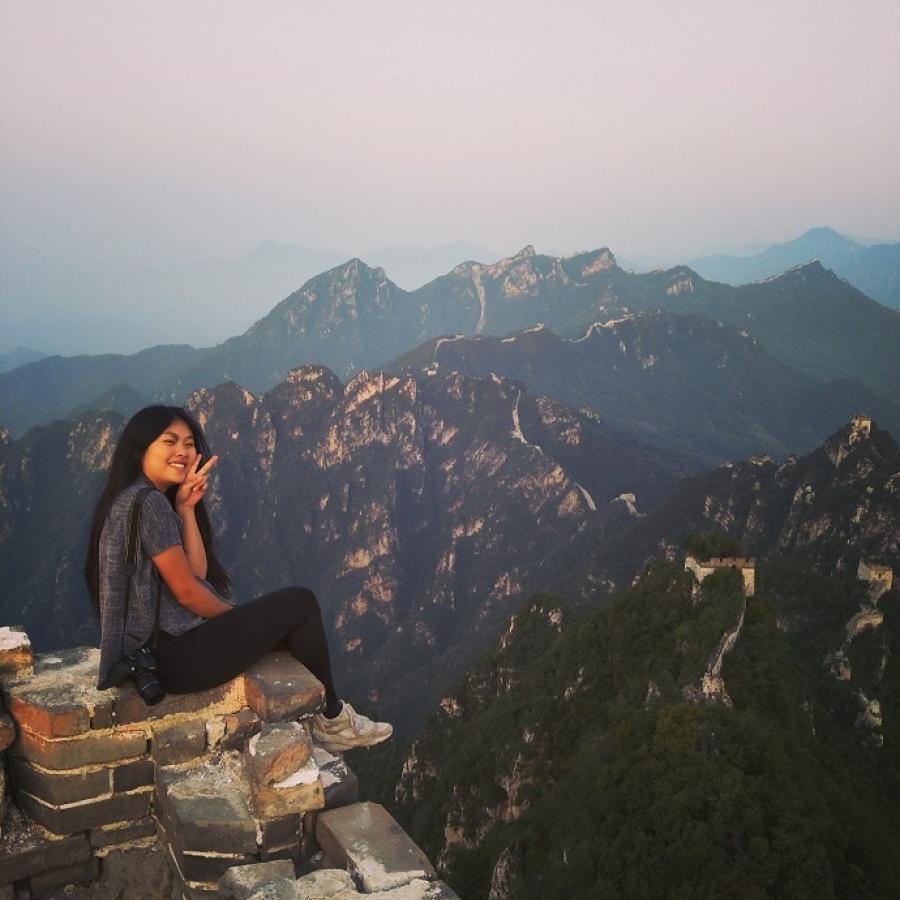 Cherry Zheng on a mountain top.