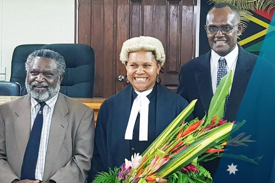 Judge with flowers