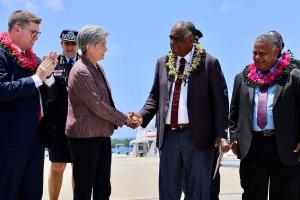 Image of Minister Wong visiting Vanuatu.