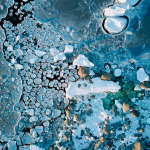 Ice particles in a very cold water