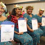 Photo of four Australian Pacific Training Coalition Tuvalu graduates. 