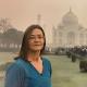 Women in front of the Taj Mahal.