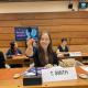 Tahlia Smith sitting at a desk participating in the United Nations Outer Space Security Conference