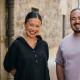 Poh Ling Yeow and Adam Liaw grinning out in the street