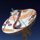 Datron antenna in Alice Springs with Indigenous artwork to recognise the Arrente people as the traditional owners of the land. Image courtesy of Geoscience Australia.