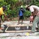 Preparing a slab for a trial sanitation unit
