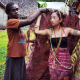 Maria with a local villager practicing culture.