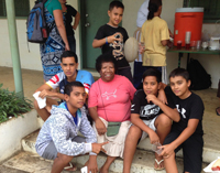 Photo: Cecilia Davern, Australian Volunteer for International Development, surrounded by grateful and enthusiastic students. Source: N. Fifita, Ocean of Light School.