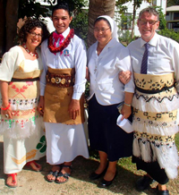 Left to right: Sonia Muir, with college colleagues Kina and Sister Kieoma and Gordon Muir on graduation day 2013. Source: Sonia and Gordon Muir. 