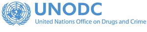 United Nations logo with UNODC spelled out in colour next to it.