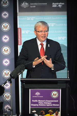 Foreign Minister Kevin Rudd speaking at the opening of the Pacific Women’s Empowerment Policy Dialogue