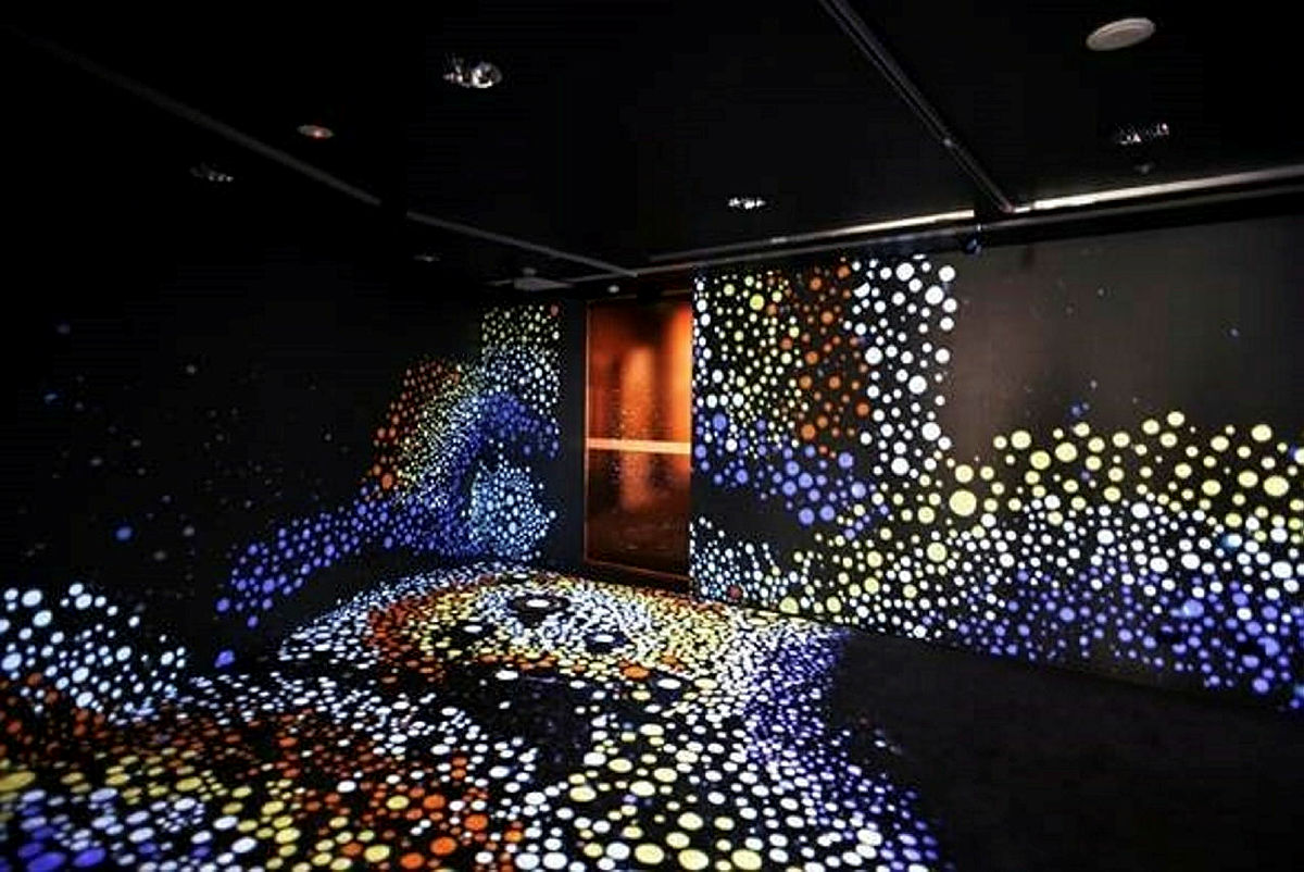Projection of colourful patterns to represent the songlines